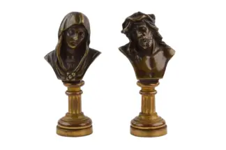 Vintage Petschaft Siegel Jesus / heilige Maria Miniatur Büsten