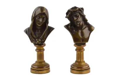 Vintage Petschaft Siegel Jesus / heilige Maria Miniatur Büsten