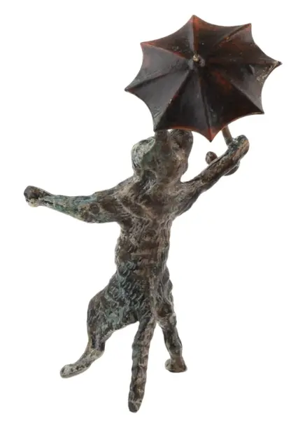 Bergmann Bronzefigur Katze mit Regenschirm – Bild 3