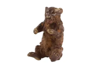 Bergmann Bronzefigur Braunbär sitzend
