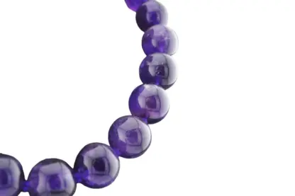 Rundes Amethyst-Steinperlen Schmuckset aus Halskette und Armband – Bild 4