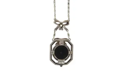 Silber Jugendstil Schmuckset mit Schwarzen und Rosa Steinen – Bild 12