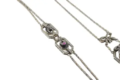 Silber Jugendstil Schmuckset mit Schwarzen und Rosa Steinen – Bild 8