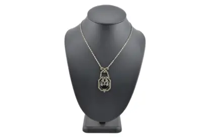 Silber Jugendstil Schmuckset mit Schwarzen und Rosa Steinen – Bild 6