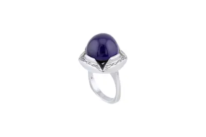 Skandinavischer Design Silberring mit Amethyst Stein – Bild 2