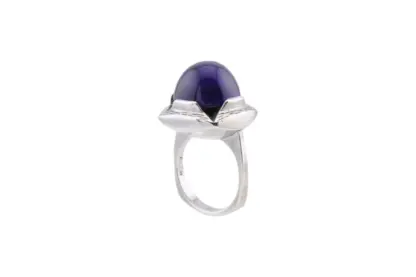 Skandinavischer Design Silberring mit Amethyst Stein