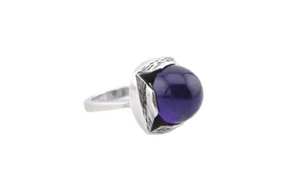 Skandinavischer Design Silberring mit Amethyst Stein – Bild 4