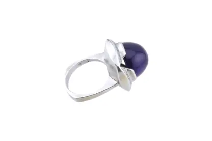 Skandinavischer Design Silberring mit Amethyst Stein – Bild 5