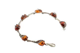 Vintage Silber und Bernstein Armband Jugendstil Hier sehen Sie ein wunderschönes vintage silber Armband mit tropfenförmigen Bernsteinen.