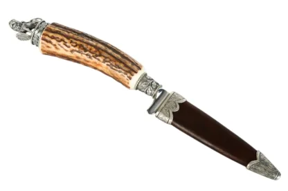 Jagdmesser Hirschfänger mit geätzer Klinge und Löwenfigur Solingen:Scharf