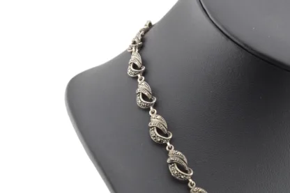 Trachtige silber Parure mit roten Schmucksteinen und Markasiten – Bild 6