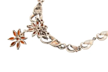 Trachtige silber Parure mit roten Schmucksteinen und Markasiten – Bild 8