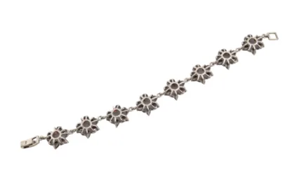 Trachtige silber Parure mit roten Schmucksteinen und Markasiten – Bild 13