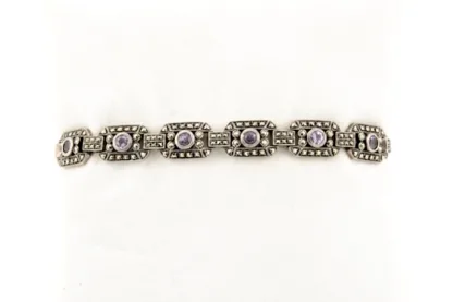 Silber Armband im Art Deco Stil mit violetten Steinen