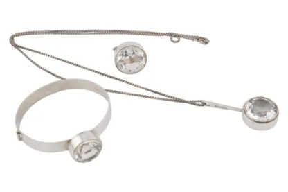 3-teiliges Design Silberschmuck Set mit Kristall – Bild 3