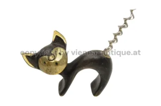 Herta Baller Bronzefigur Katze als Korkenzieher Made in Austria