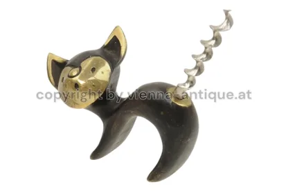 Herta Baller Bronzefigur Katze als Korkenzieher Made in Austria – Bild 2