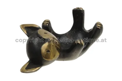 Herta Baller Bronzefigur liegende Katze Made in Austria – Bild 2