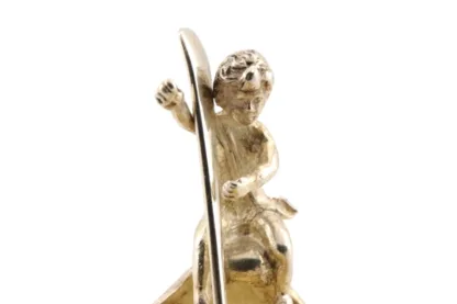 Silberne Jugendstil Saliere Salzfass mit Buben und Löffel