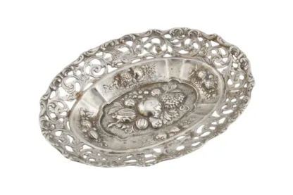Silber Schälchen mit kunstvoller Obst Prägung – Bild 2