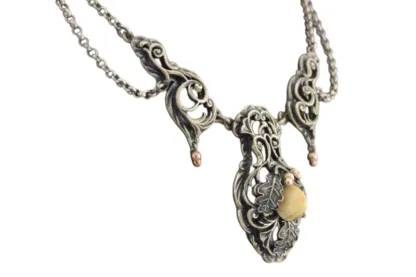 Silber Trachten Collier mit Grandel – Bild 3