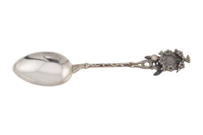 Silberlöffel mit Miniatur Kuckucksuhr – Bild 5