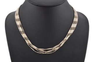 Elegante Silber Halskette in sechs Strängen