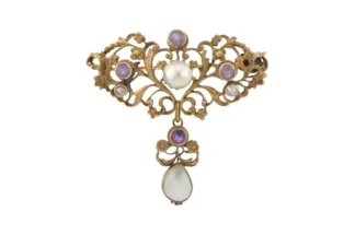 Florale Jugendstil Brosche von 1900