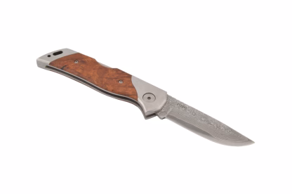Puma TEC Damast Klappmesser mit Wurzelholz Griffstück