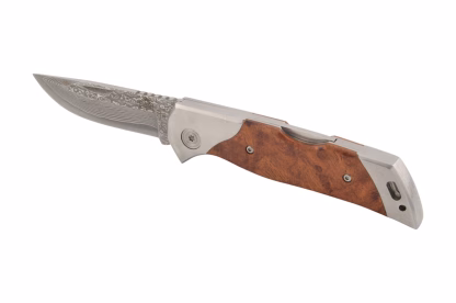 Puma TEC Damast Klappmesser mit Wurzelholz Griffstück – Bild 6