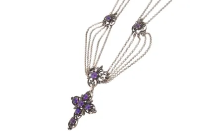 Ornamentales Silber und Amethysten Schmuckset mit Kreuz00, – Bild 4