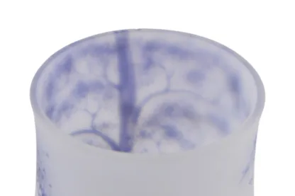 Blau Weisse Art Nouveau Vase mit Birkenhain Glasbemalung – Bild 10