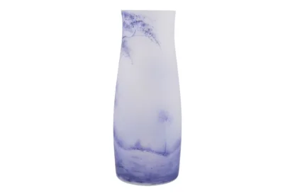 Blau Weisse Art Nouveau Vase mit Birkenhain Glasbemalung – Bild 5