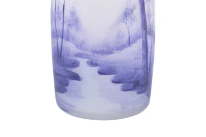 Blau Weisse Art Nouveau Vase mit Birkenhain Glasbemalung – Bild 6