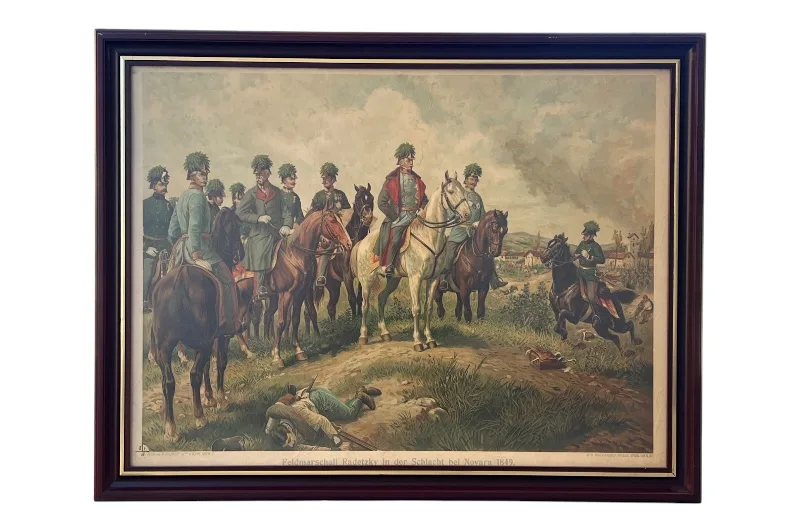 Farblithographie Feldmarschall Radetzky bei der Schlacht von Novara 1894 1 Farblithographie Feldmarschall Radetzky bei der Schlacht von Novara 1894