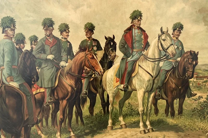 Farblithographie Feldmarschall Radetzky bei der Schlacht von Novara 1894 2 Farblithographie Feldmarschall Radetzky bei der Schlacht von Novara 1894 – Bild 2