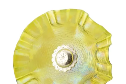 Silber Tafelaufsatz mit grün irisierend schimmerndem Glas – Bild 5