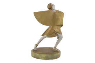 Art Deco Bronze Tänzerin auf grünem Steinsockel