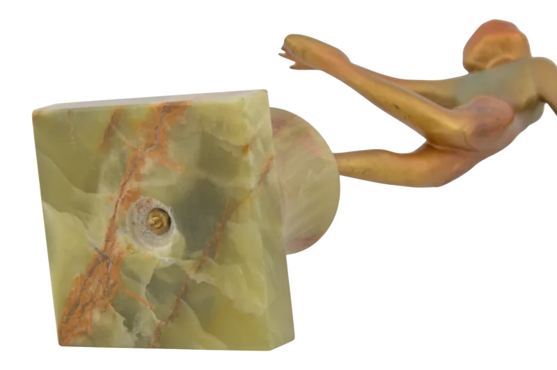 Art Deco Bronzetänzerin auf grünem Steinsockel Josef Lorenzl 9 Art Deco Bronzetänzerin auf grünem Steinsockel Josef Lorenzl – Bild 9