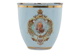Ovaler Emaille Becher mit Kaiser Franz Josef