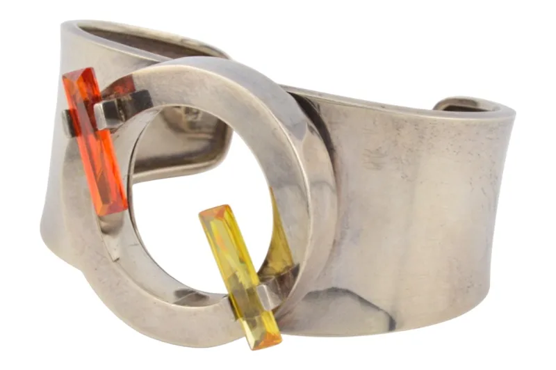 Silber Design Armreif mit zwei Steinen von Maria Elena Munoz Taxco Mexiko 2 Silber Design Armreif mit zwei Steinen von Maria Elena Munoz Taxco Mexiko – Bild 2