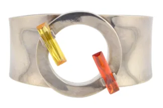 Silber Design Armreif mit zwei Steinen von Maria Elena Munoz Taxco Mexiko