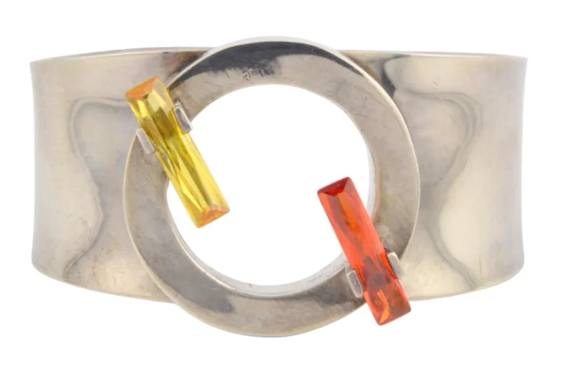 Silber Design Armreif mit zwei Steinen von Maria Elena Munoz Taxco Mexiko 1 Silber Design Armreif mit zwei Steinen von Maria Elena Munoz Taxco Mexiko