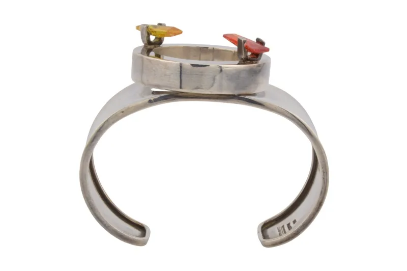 Silber Design Armreif mit zwei Steinen von Maria Elena Munoz Taxco Mexiko 6 Silber Design Armreif mit zwei Steinen von Maria Elena Munoz Taxco Mexiko – Bild 6
