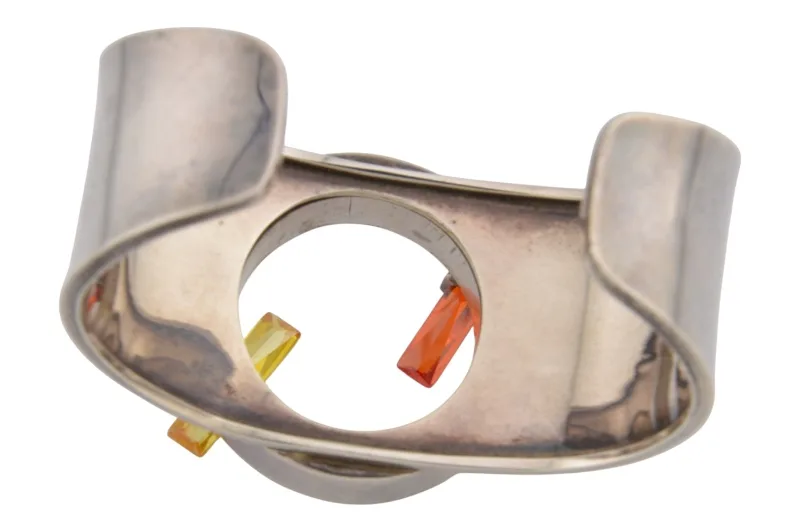 Silber Design Armreif mit zwei Steinen von Maria Elena Munoz Taxco Mexiko 5 Silber Design Armreif mit zwei Steinen von Maria Elena Munoz Taxco Mexiko – Bild 5