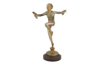 Tanzendes Art Deco Mädchen eine Bronzefigur von Josef Lorenzl