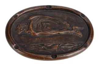 Bronze Aschenbecher Visitkartenschale mit Walküre