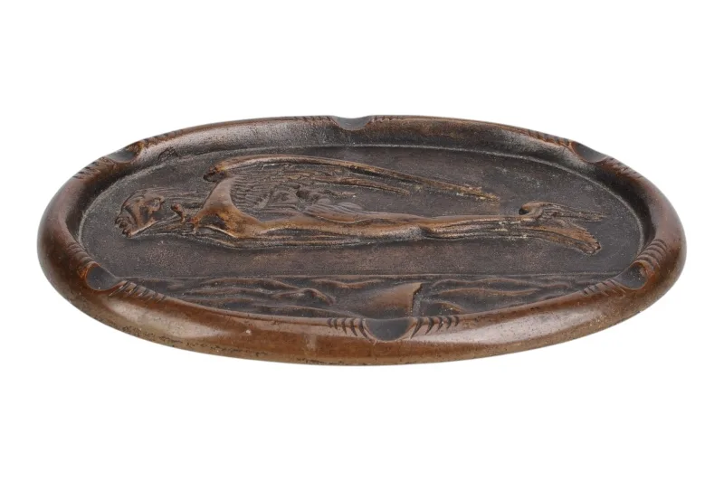 Bronze Aschenbecher Visitkartenschale mit Walküre 2 Bronze Aschenbecher Visitkartenschale mit Walküre – Bild 2