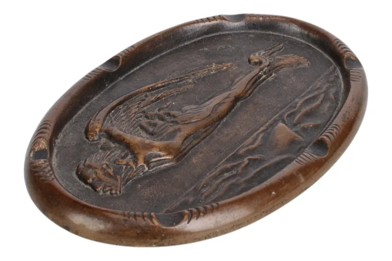 Bronze Aschenbecher Visitkartenschale mit Walküre 4 Bronze Aschenbecher Visitkartenschale mit Walküre – Bild 4