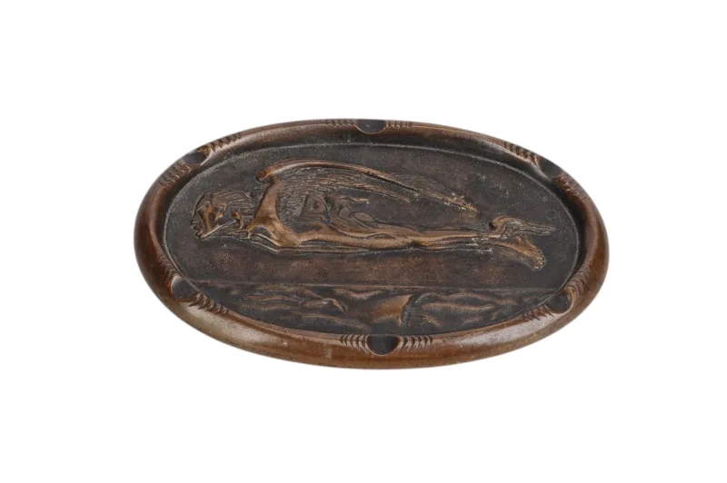 Bronze Aschenbecher Visitkartenschale mit Walküre 3 Bronze Aschenbecher Visitkartenschale mit Walküre – Bild 3